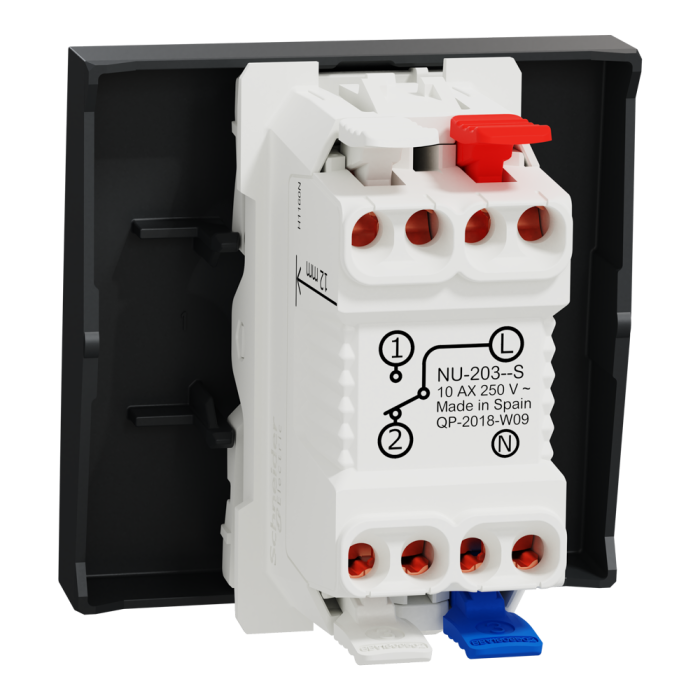 Вимикач, 1-клавішний, 10 А, 2 модулі, чорний, Unica New, Schneider Electric [NU320354S]