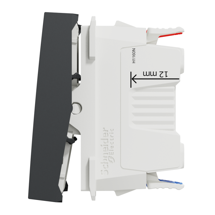 Вимикач, 1-клавішний, 10 А, 2 модулі, чорний, Unica New, Schneider Electric [NU320354S]