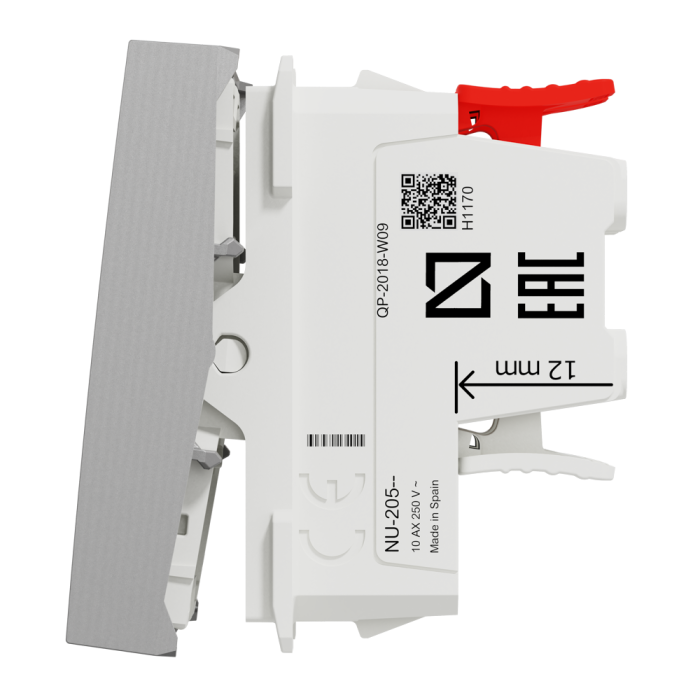 Вимикач, 1-клавішний, 10 А, 2 модулі, алюмінієвий, Unica New, Schneider Electric [NU320530]