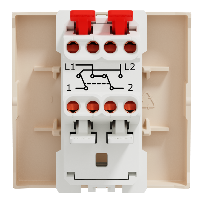 Перехресний перемикач, 1-клавішний, 10 А, 2 модулі, Unica New, Schneider Electric [NU320544]