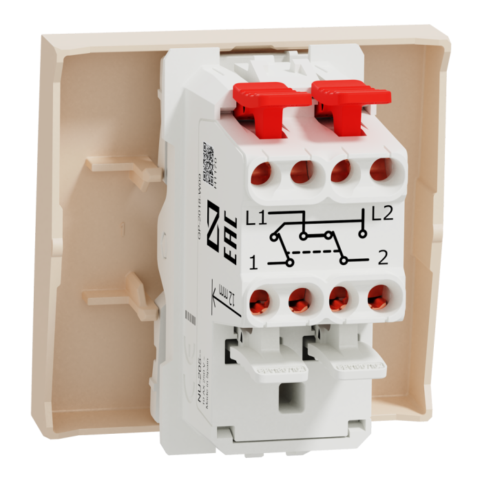 Перехресний перемикач, 1-клавішний, 10 А, 2 модулі, Unica New, Schneider Electric [NU320544]