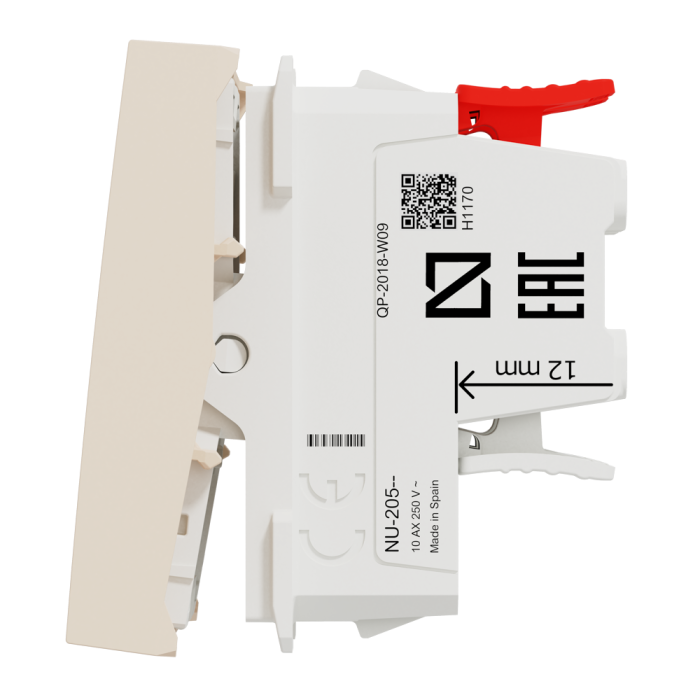 Перехресний перемикач, 1-клавішний, 10 А, 2 модулі, Unica New, Schneider Electric [NU320544]