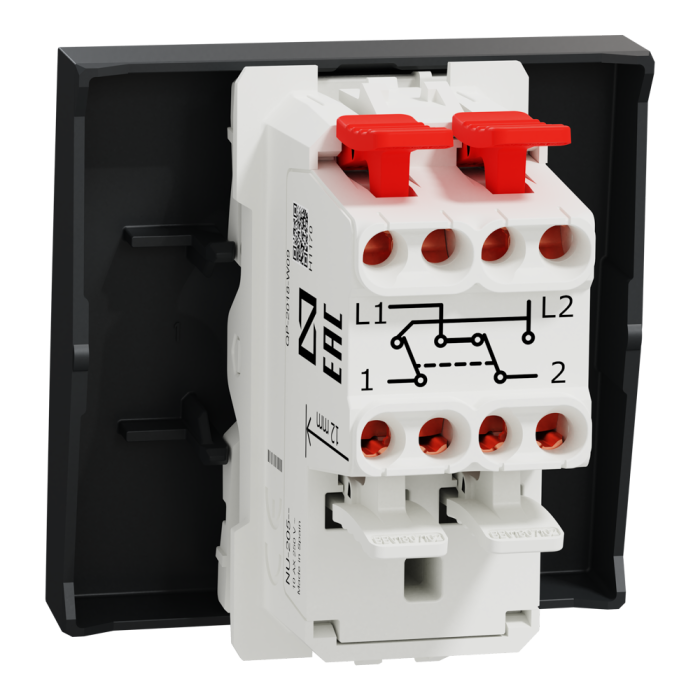 Вимикач, 1-клавішний, 10 А, 2 модулі, чорний, Unica New, Schneider Electric [NU320554]