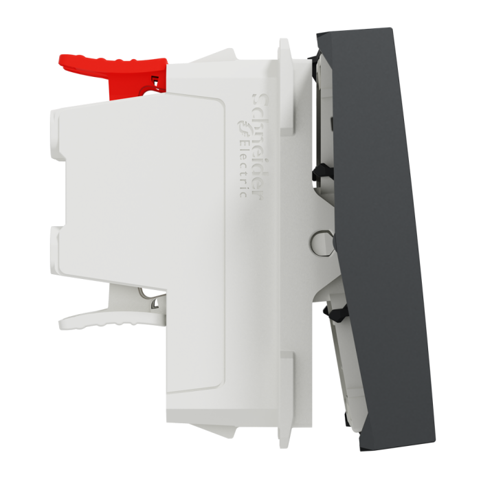 Вимикач, 1-клавішний, 10 А, 2 модулі, чорний, Unica New, Schneider Electric [NU320554]