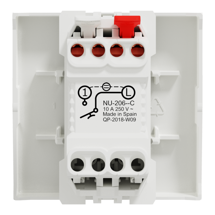 Кнопка, 1-клавішна, 10 А, 2 модулі, біла, Unica New, Schneider Electric [NU320618C]