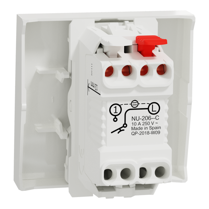 Кнопка, 1-клавішна, 10 А, 2 модулі, біла, Unica New, Schneider Electric [NU320618C]