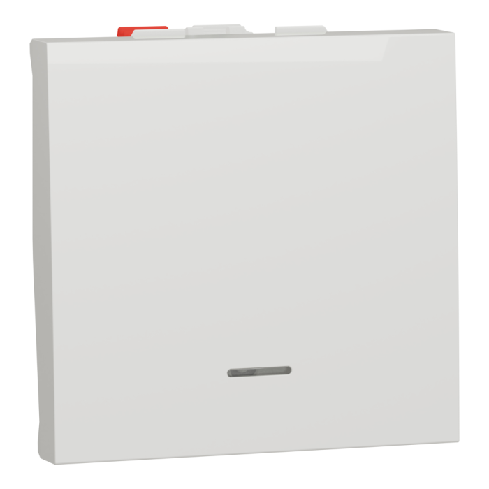 Кнопка, 1-клавішна, 10 А, 2 модулі, біла, Unica New, Schneider Electric [NU320618N]
