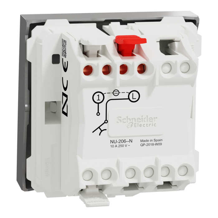Кнопка, 1-клавішна, 10 А, 2 модулі, алюмінієва, Unica New, Schneider Electric [NU320630N]