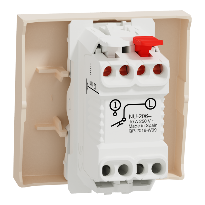 Кнопковий перемикач, 1-клавішний, 10 А, 2 модулі, Unica New, Schneider Electric [NU320644]