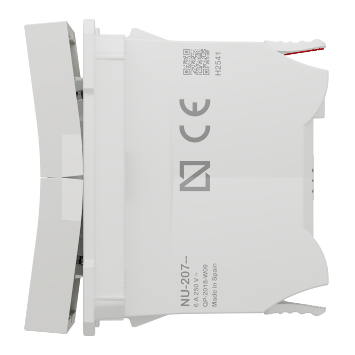 Управління затвором, 2-клавішний, 6 А, 2 модулі, білий, Unica New, Schneider Electric [NU320718]