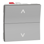 Кнопковий вимикач для жалюзі, алюмінієвий, 2-клавішний, 6 А, 2 модулі, Unica New - Schneider Electric [NU320730]