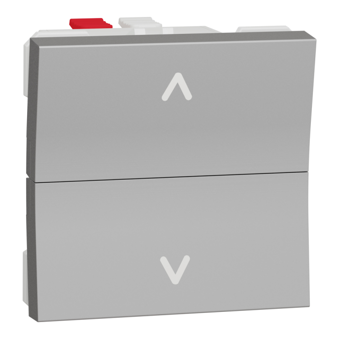 Кнопковий вимикач для жалюзі, 2-клавішний, 6 А, 2 модулі, алюмінієвий, Unica New, Schneider Electric [NU320730]