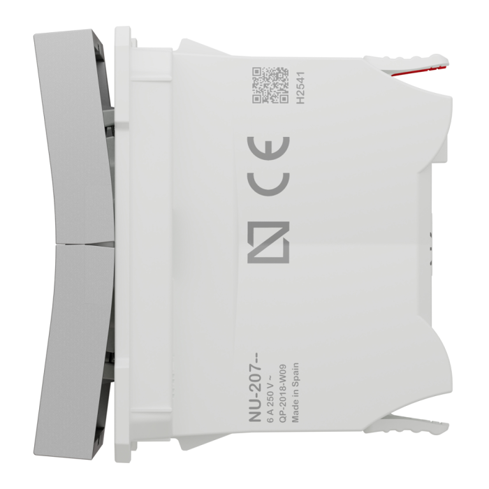 Кнопковий вимикач для жалюзі, 2-клавішний, 6 А, 2 модулі, алюмінієвий, Unica New, Schneider Electric [NU320730]