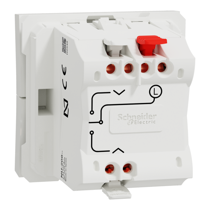 Управління затвором, 3-клавішний, 6 А, 2 модулі, білий, Unica New, Schneider Electric [NU320818]