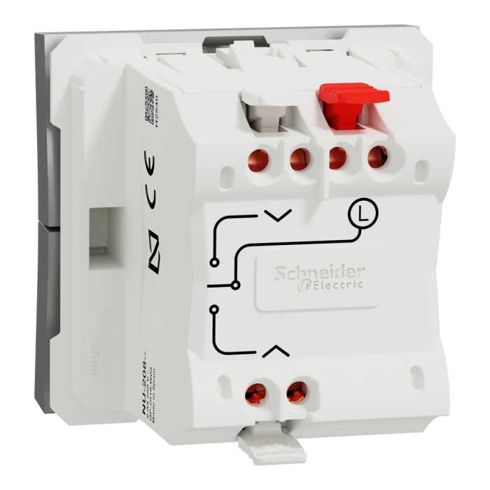 Управління затвором, 3-клавішний, 6 А, 2 модулі, алюмінієвий, Unica New, Schneider Electric [NU320830]