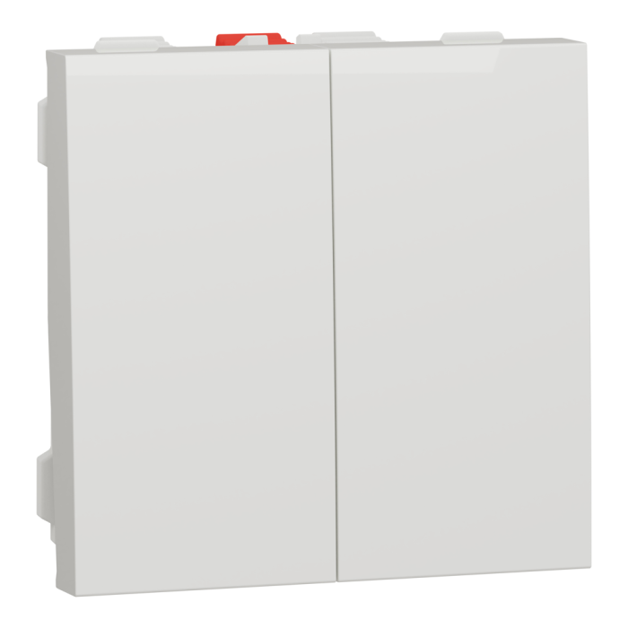 Вимикач, 2-клавішний, 10 А, 2 модулі, білий, Unica New, Schneider Electric [NU321118]