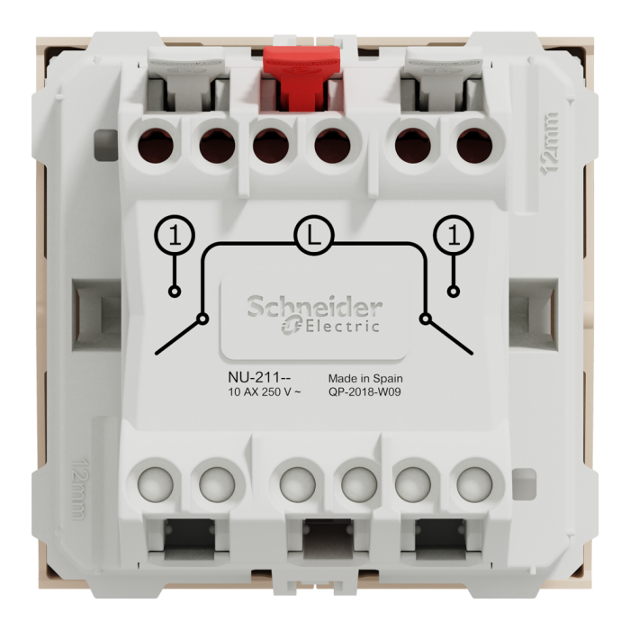 Вимикач, 2-клавішний, 10 А, 2 модулі, Unica New, Schneider Electric [NU321144]