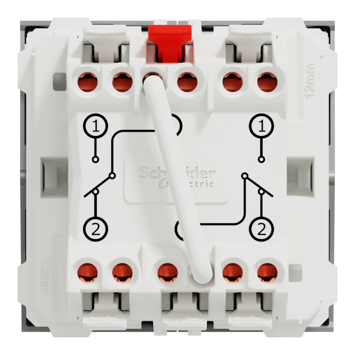 Вимикач, 2-клавішний, 10 А, 2 модулі, алюмінієвий, Unica New, Schneider Electric [NU321330]