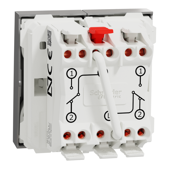 Вимикач, 2-клавішний, 10 А, 2 модулі, алюмінієвий, Unica New, Schneider Electric [NU321330]