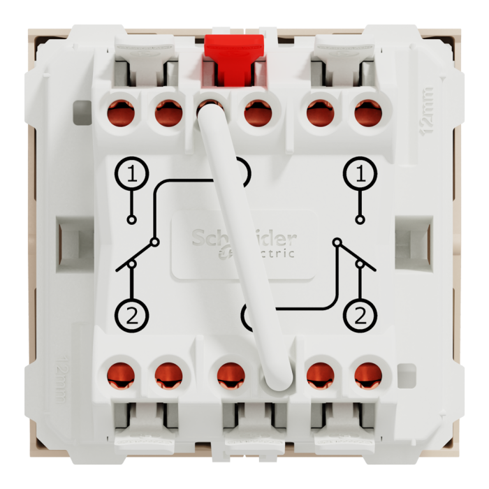 Вимикач, 2-клавішний, 10 А, 2 модулі, Unica New, Schneider Electric [NU321344]