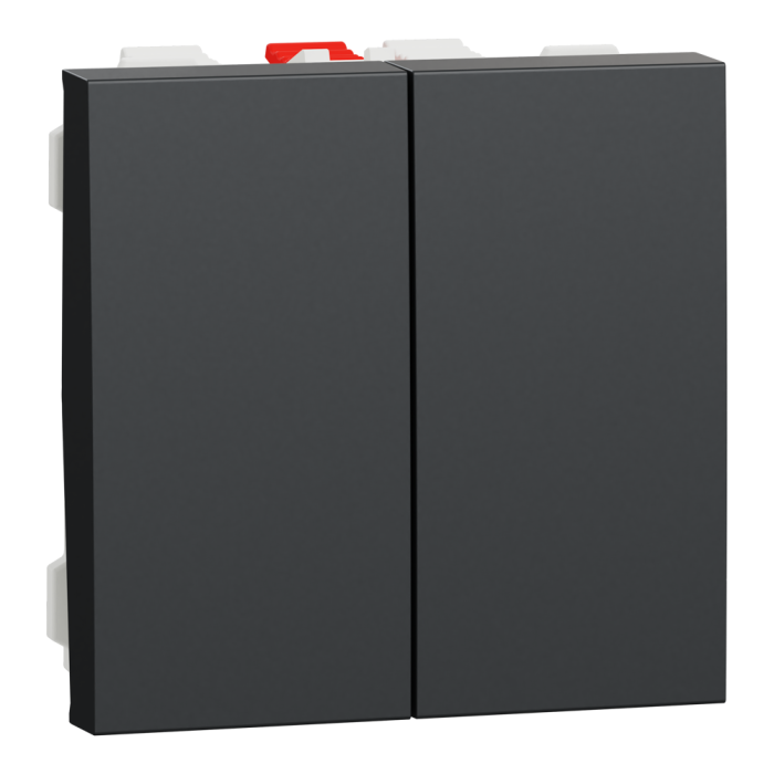 Вимикач, 2-клавішний, 10 А, 2 модулі, чорний, Unica New, Schneider Electric [NU321354]