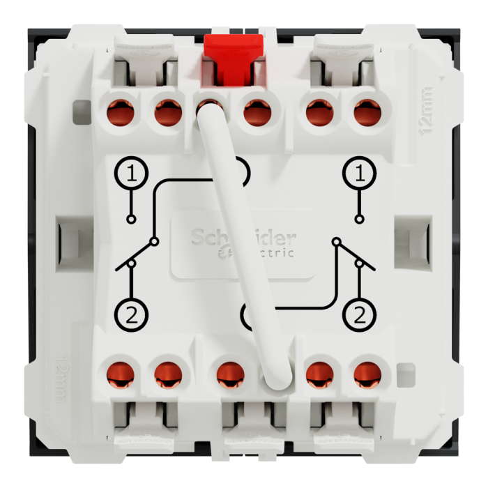 Вимикач, 2-клавішний, 10 А, 2 модулі, чорний, Unica New, Schneider Electric [NU321354]