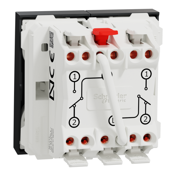 Вимикач, 2-клавішний, 10 А, 2 модулі, чорний, Unica New, Schneider Electric [NU321354]