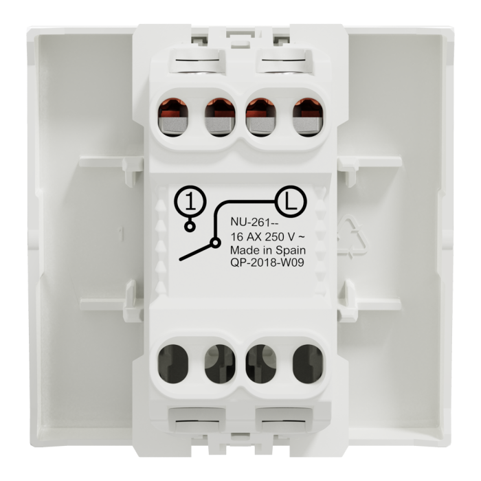 Вимикач, 1-клавішний, 16 А, 2 модулі, білий, Unica New, Schneider Electric [NU326118]