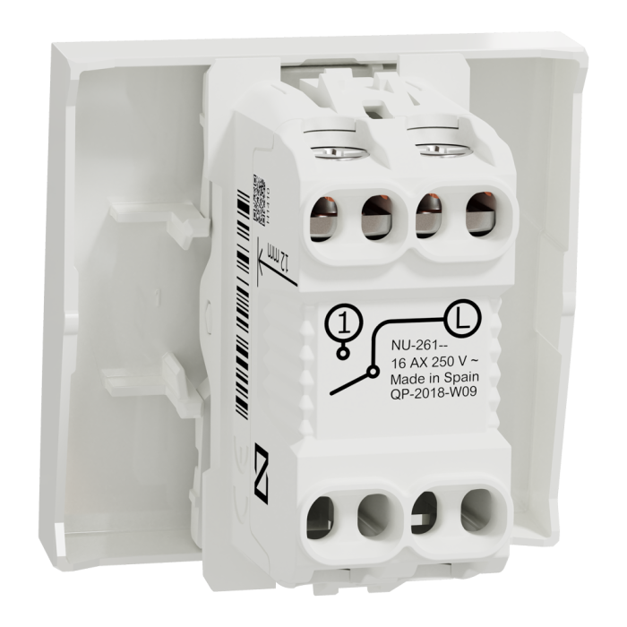 Вимикач, 1-клавішний, 16 А, 2 модулі, білий, Unica New, Schneider Electric [NU326118]