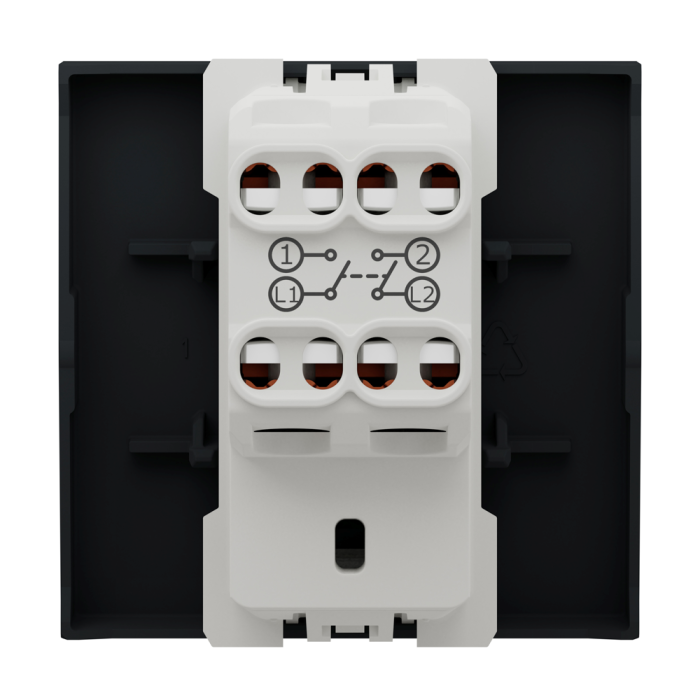 Вимикач, 1-клавішний, 16 А, 2 модулі, чорний, Unica New, Schneider Electric [NU326254]