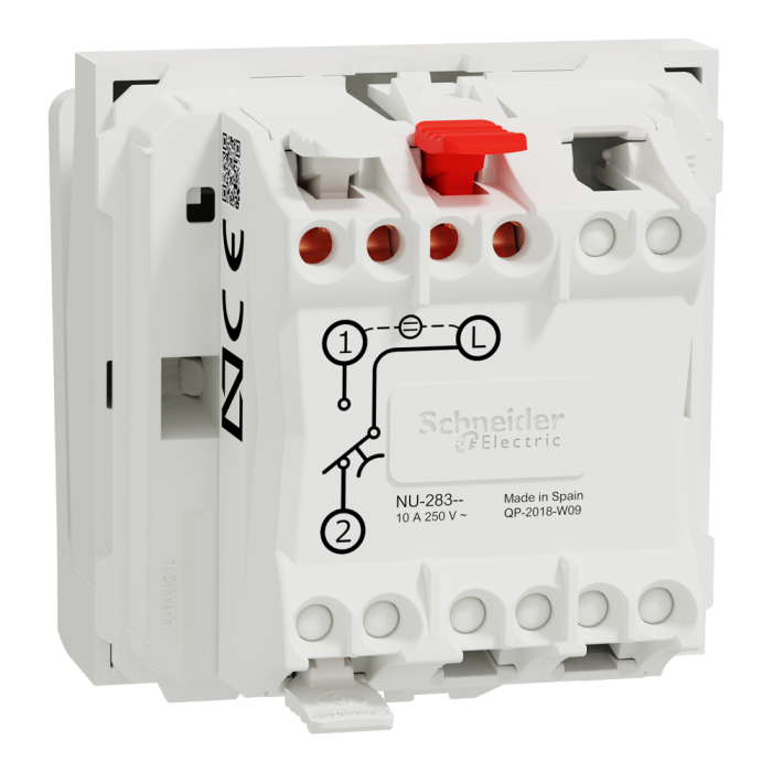 Картковий вимикач, 1-клавішний, 10 А, 2 модулі, білий, Unica New, Schneider Electric [NU328318]