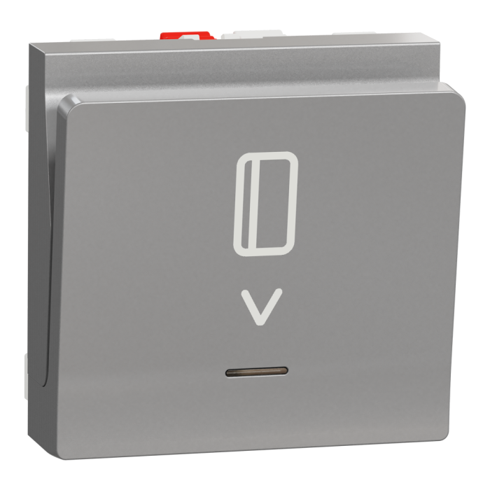 Картковий вимикач, 1-клавішний, 10 А, 2 модулі, алюмінієвий, Unica New, Schneider Electric [NU328330]