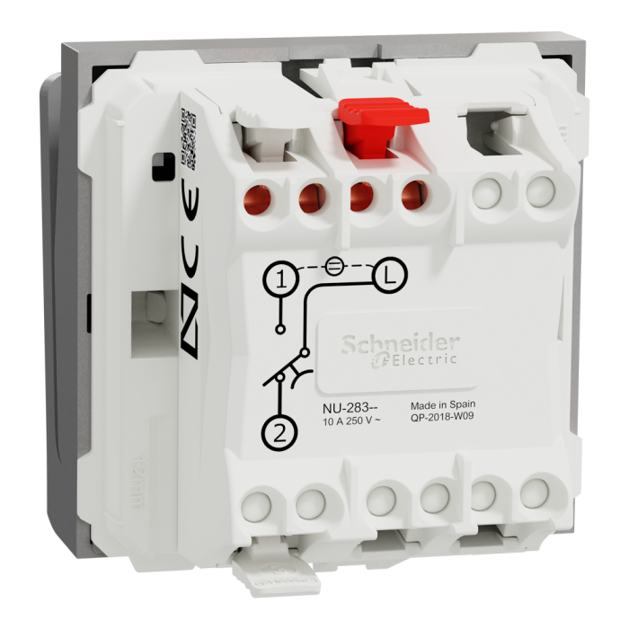 Картковий вимикач, 1-клавішний, 10 А, 2 модулі, алюмінієвий, Unica New, Schneider Electric [NU328330]