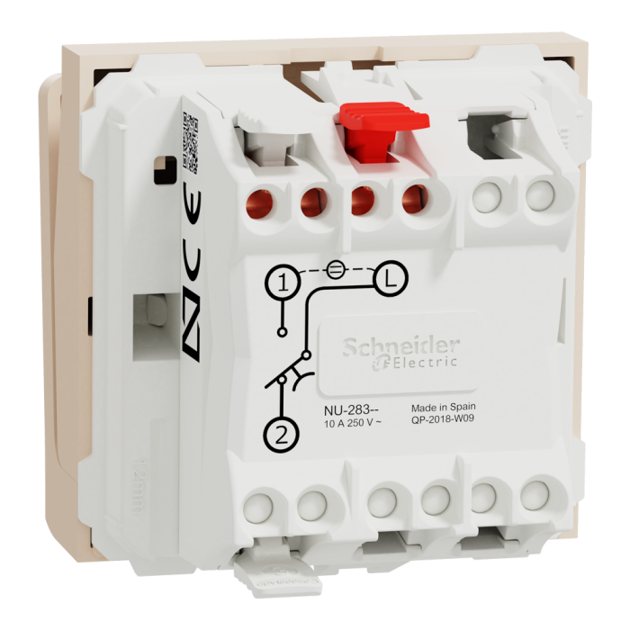 Картковий вимикач, 1-клавішний, 10 А, 2 модулі, Unica New, Schneider Electric [NU328344]