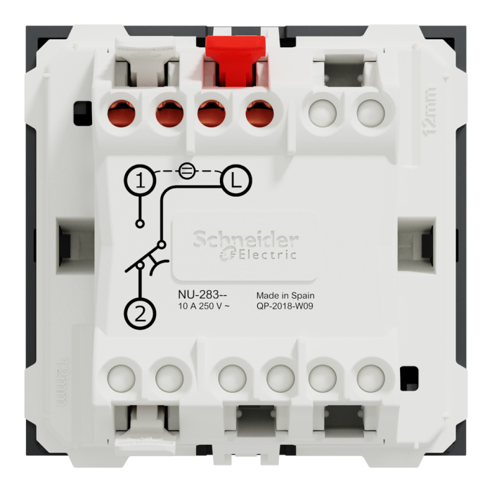 Картковий вимикач, 1-клавішний, 10 А, 2 модулі, чорний, Unica New, Schneider Electric [NU328354]