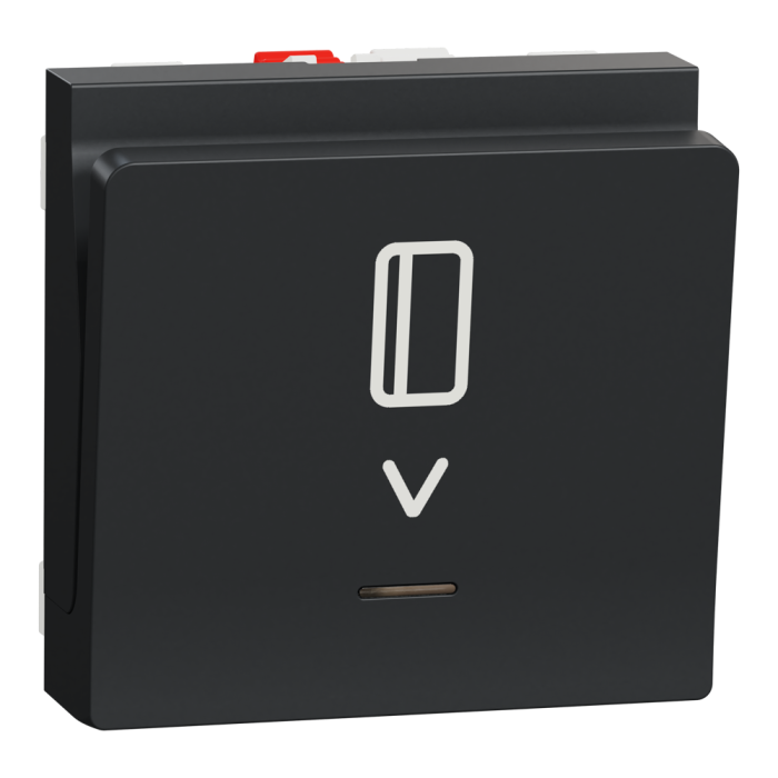 Картковий вимикач, 1-клавішний, 10 А, 2 модулі, чорний, Unica New, Schneider Electric [NU328354]