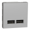 USB розетка, 2 модулі, алюмінієва, Unica New, Schneider Electric [NU341830]