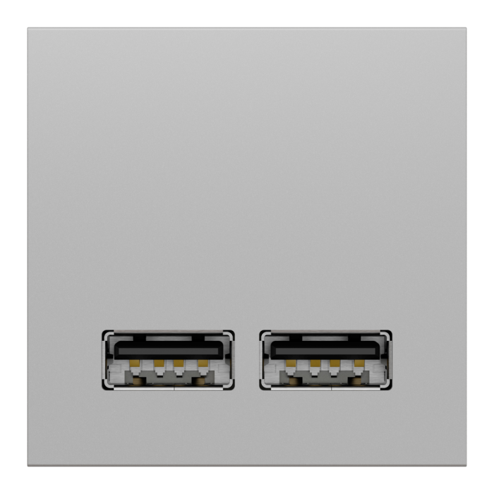 USB розетка, 2 модулі, алюмінієва, Unica New, Schneider Electric [NU341830]