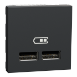 USB розетка, чорна, 2 модулі, Unica New - Schneider Electric [NU341854]