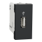 Роз'єм USB, 1 модуль, чорний, Unica New, Schneider Electric [NU342954]