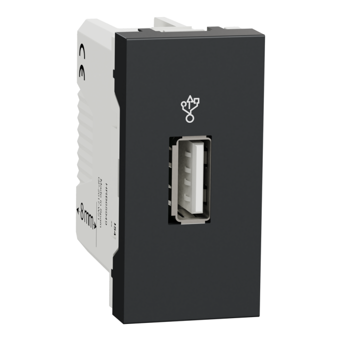 Роз'єм USB, 1 модуль, чорний, Unica New, Schneider Electric [NU342954]