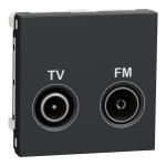 Роз'єм TV / fm, чорний, 2 модулі, Unica New - Schneider Electric [NU345254]
