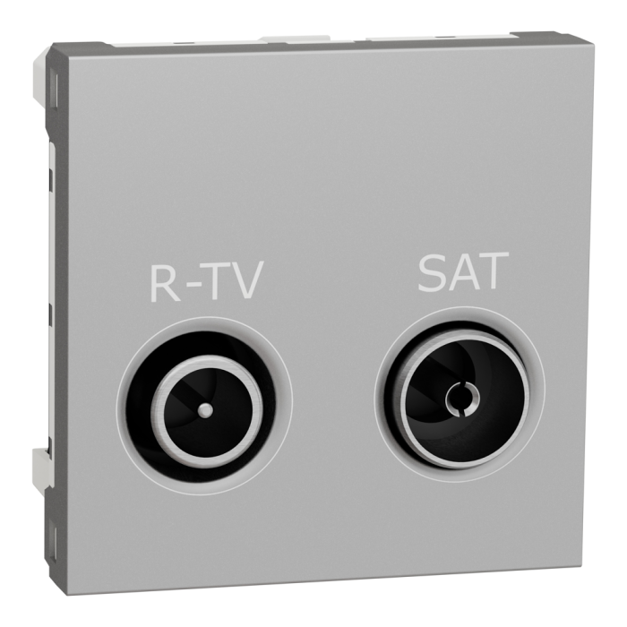 Гніздо r-TV / SAT, 2 модулі, алюмінієвий, Unica New, Schneider Electric [NU345430]