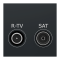 Гніздо r-TV / SAT, 2 модулі, чорний, Unica New, Schneider Electric [NU345454]