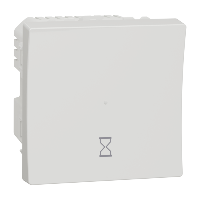 Таймер, 1-клавішний, 10 А, 2 модулі, білий, Unica New, Schneider Electric [NU353518]