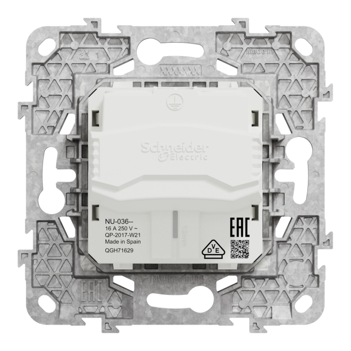 Розетка, 16 А, 2 модулі, біла, Unica New, Schneider Electric [NU503618]