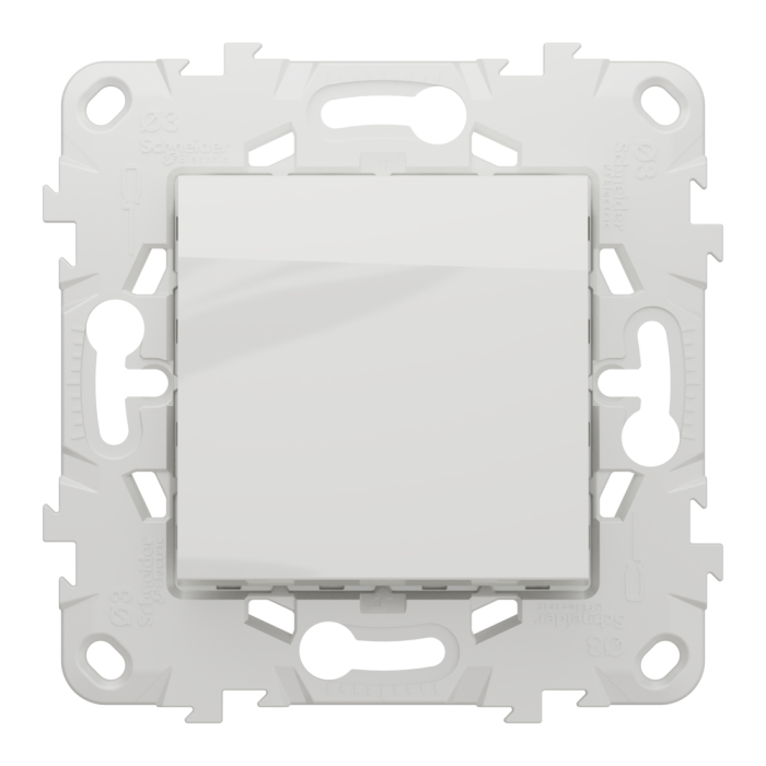 Вимикач, 1-клавішний, 10 А, 2 модулі, білий, Unica New, Schneider Electric [NU520118]