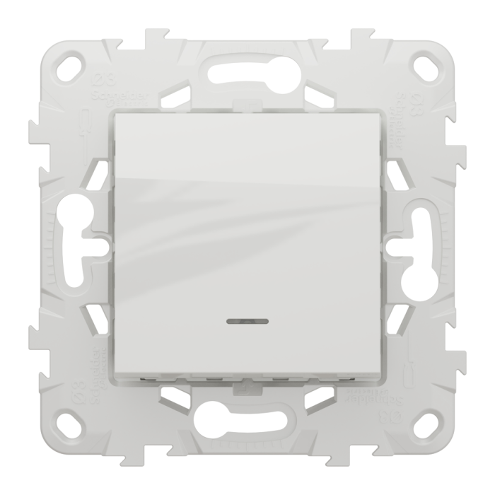 Вимикач, 1-клавішний, 10 А, 2 модулі, білий, Unica New, Schneider Electric [NU520118N]