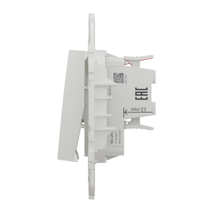 Вимикач, 1-клавішний, 10 А, 2 модулі, білий, Unica New, Schneider Electric [NU520518]