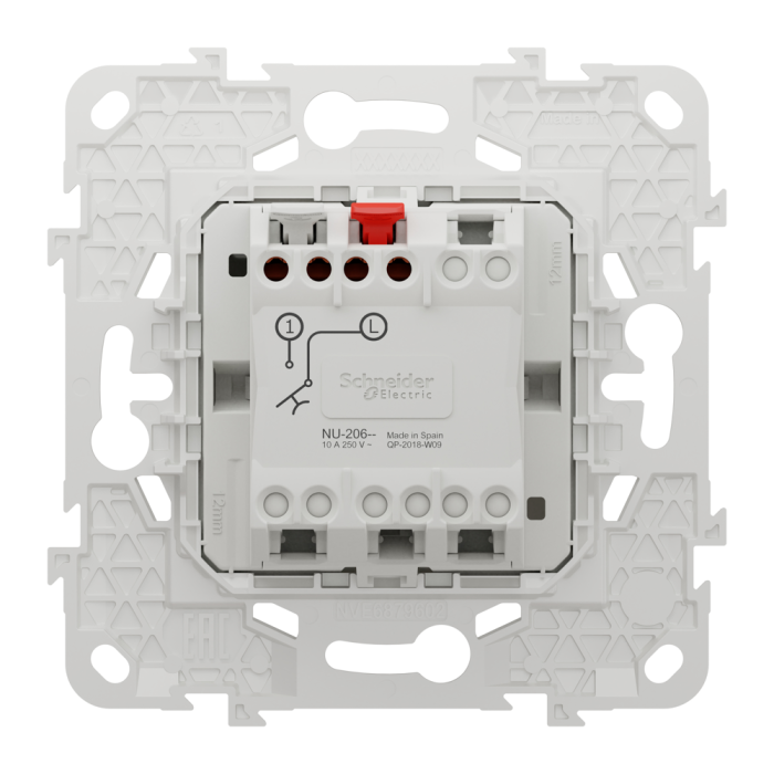 Кнопка, 1-клавішна, 10 А, 2 модулі, біла, Unica New, Schneider Electric [NU520618]